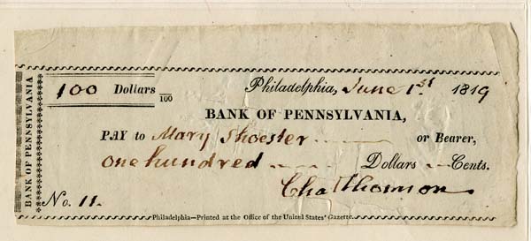 Charles Thomson signed check